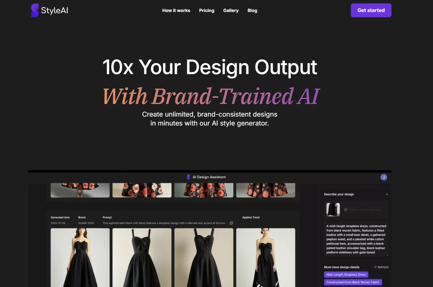 Screenshot of the StyleAI homepage
