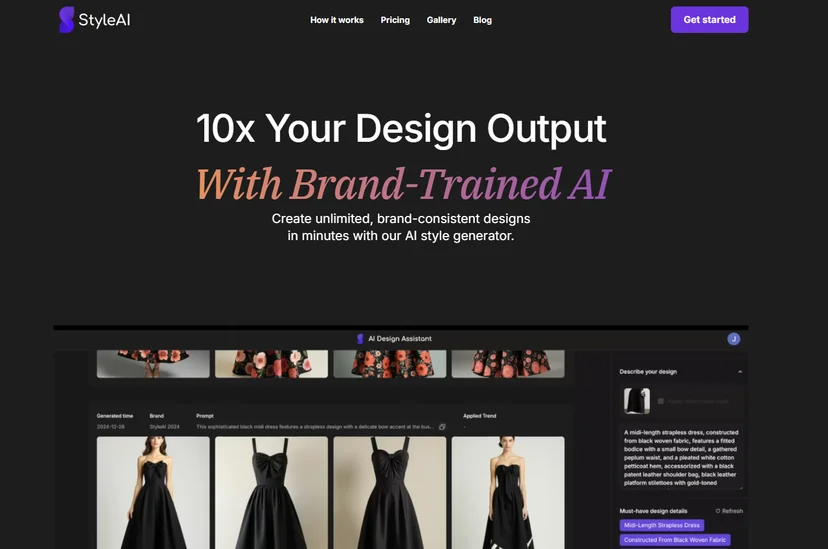 Screenshot of the StyleAI homepage