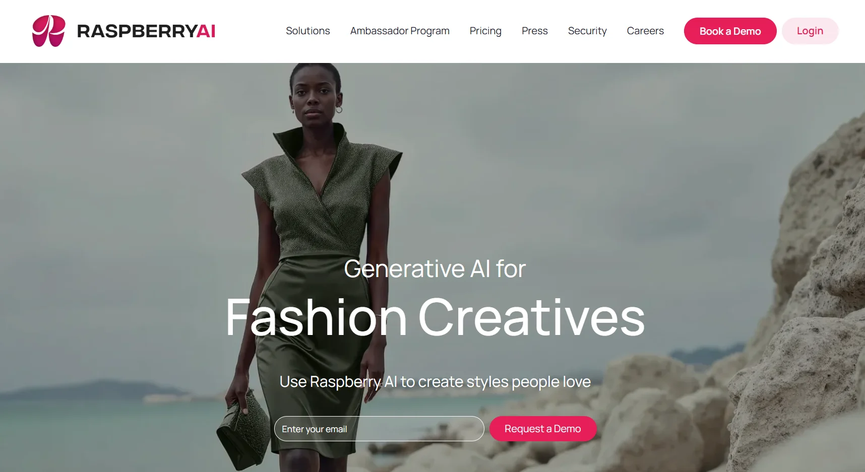 Screenshot of the RaspberryAI homepage
