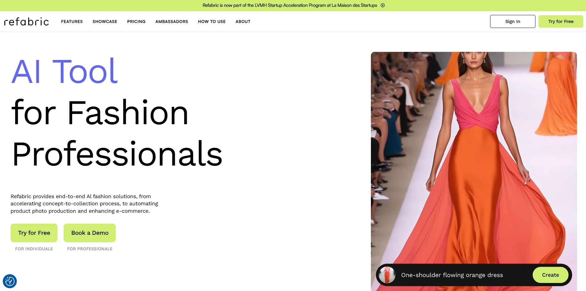 Screenshot of Refabric homepage