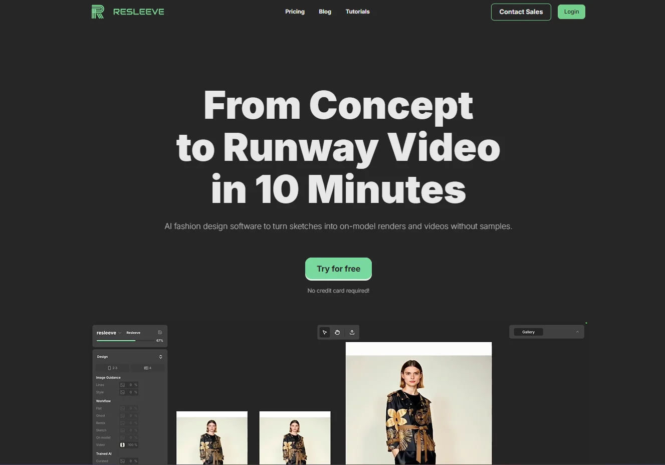 Screenshot of the Resleeve homepage