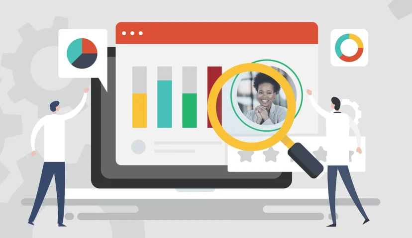 illustration of people analyzing competitors