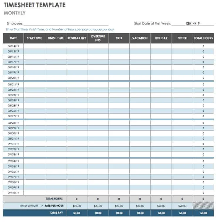 Source: SmartSheets - https://www.smartsheet.com/free-payroll-templates