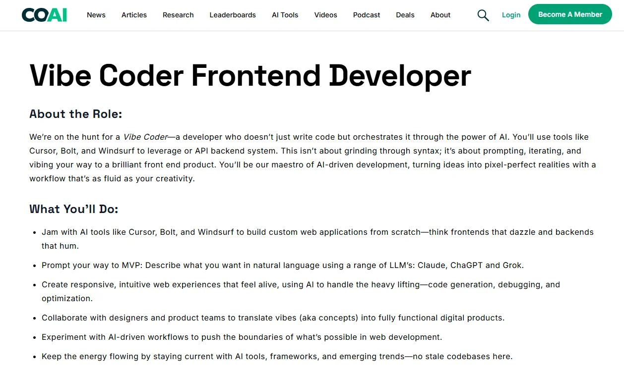 Vibe Coder Frontend Developer