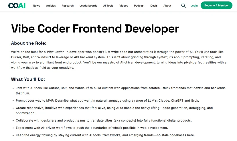 Vibe Coder Frontend Developer