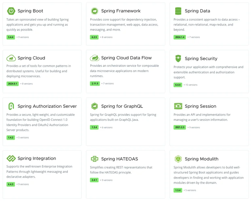 https://spring.io/projects