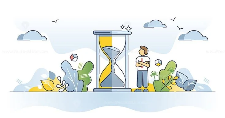 Hourglass illustration representing time and patience