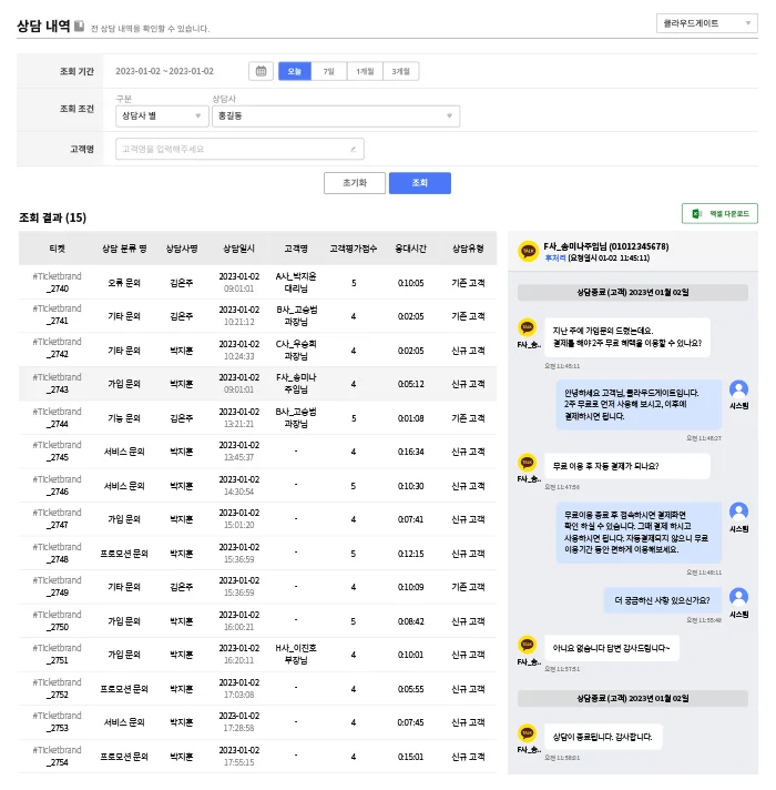 고객상담, 상담내역