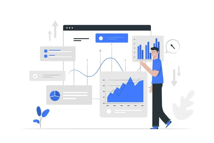 User reviewing business metrics and analytics reports