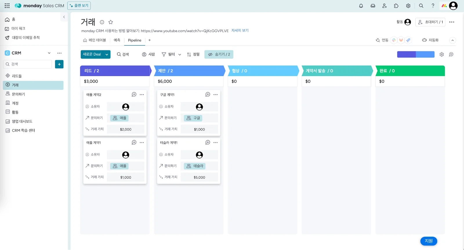 먼데이닷컴 파이프라인