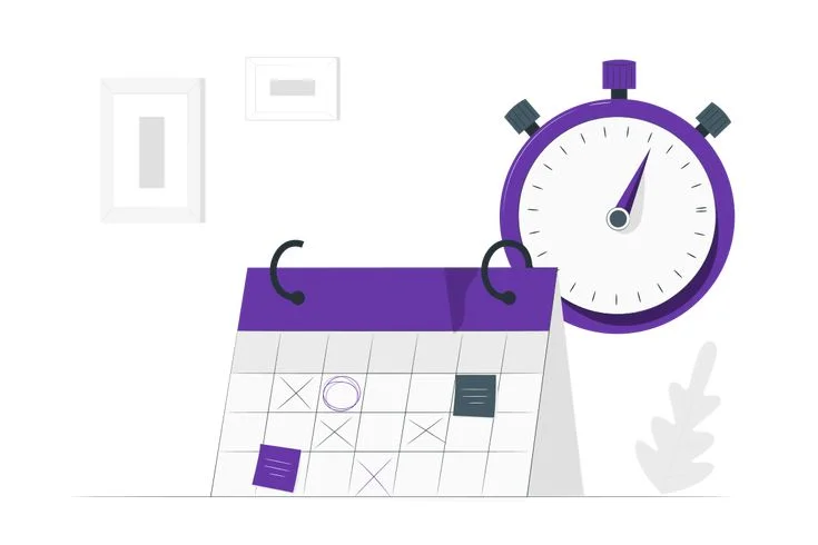 illustration of time with clock and calendar