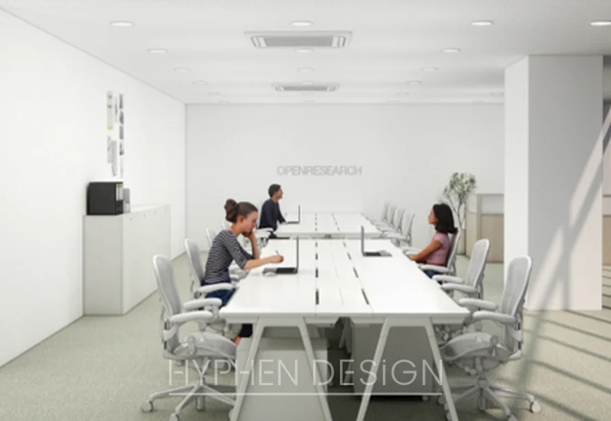 오픈리서치 사무실 인테리어 사무 공간 3D 자리 배치도