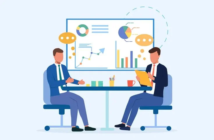 Colleagues analyzing marketing and performance metrics