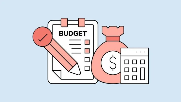 Business budgeting concept with money and tools