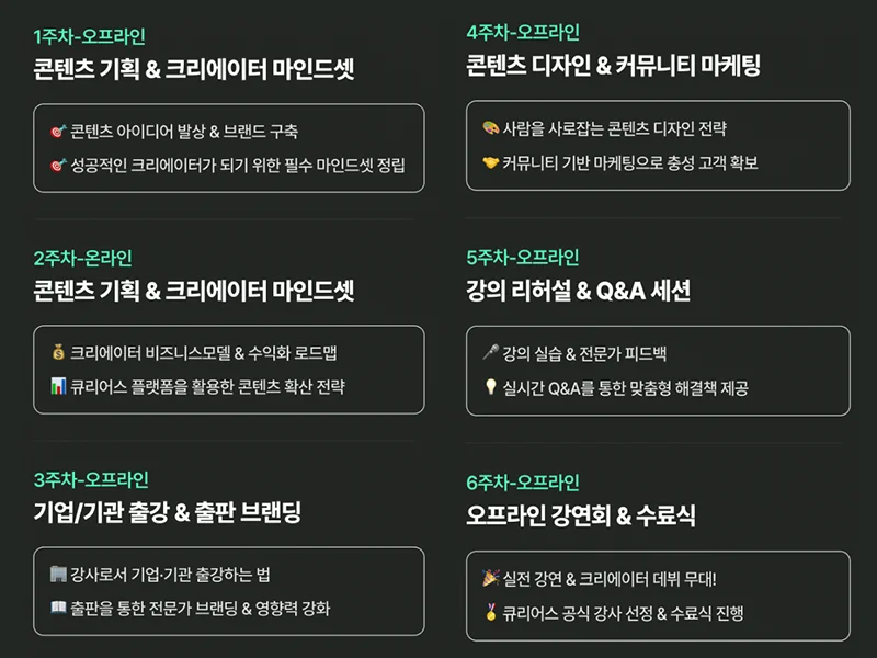 큐리어스 콘텐츠 크리에이터 커리큘럼