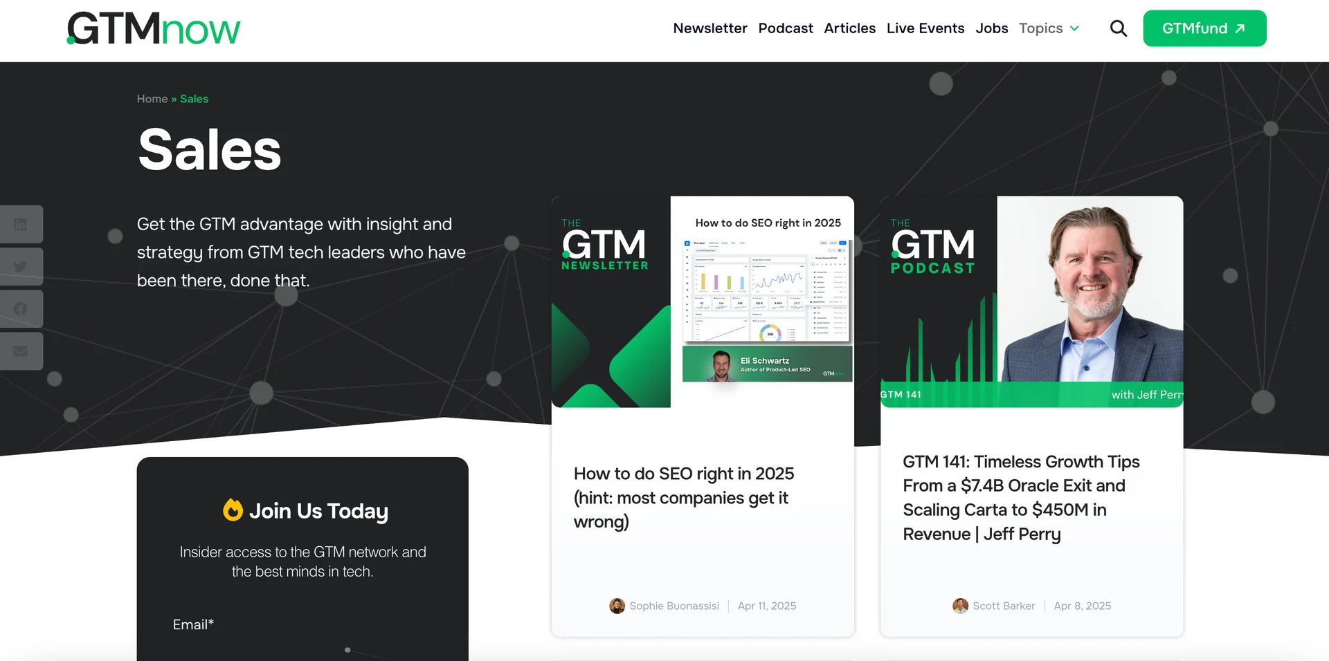 screenshot of GTMnow's blog 
