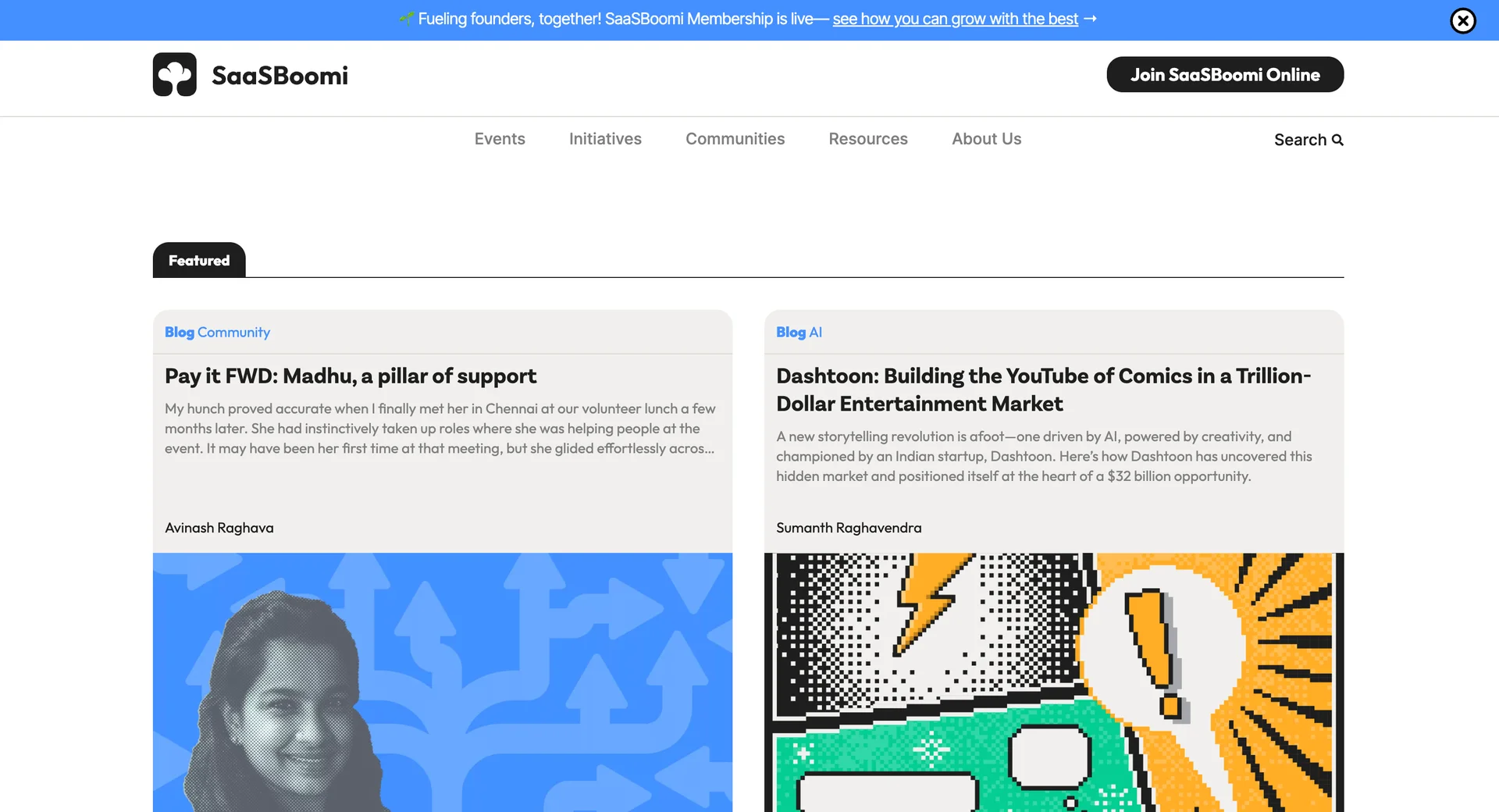 Screenshot of SaaSBoomi's blog