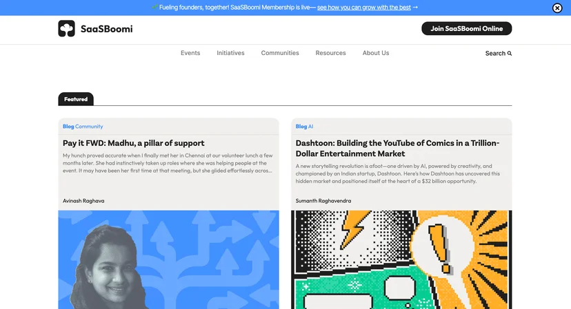 Screenshot of SaaSBoomi's blog