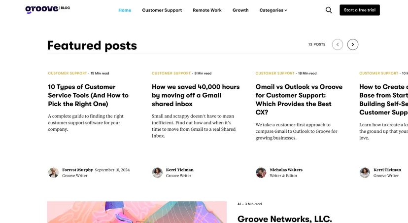 Screenshot of Groove's blog