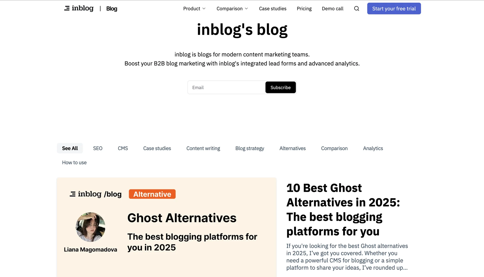 Screenshot of Inblog's blog 