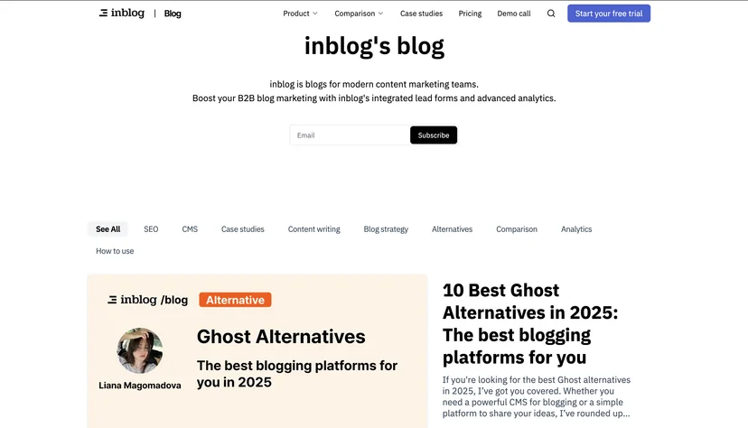 Screenshot of Inblog's blog 