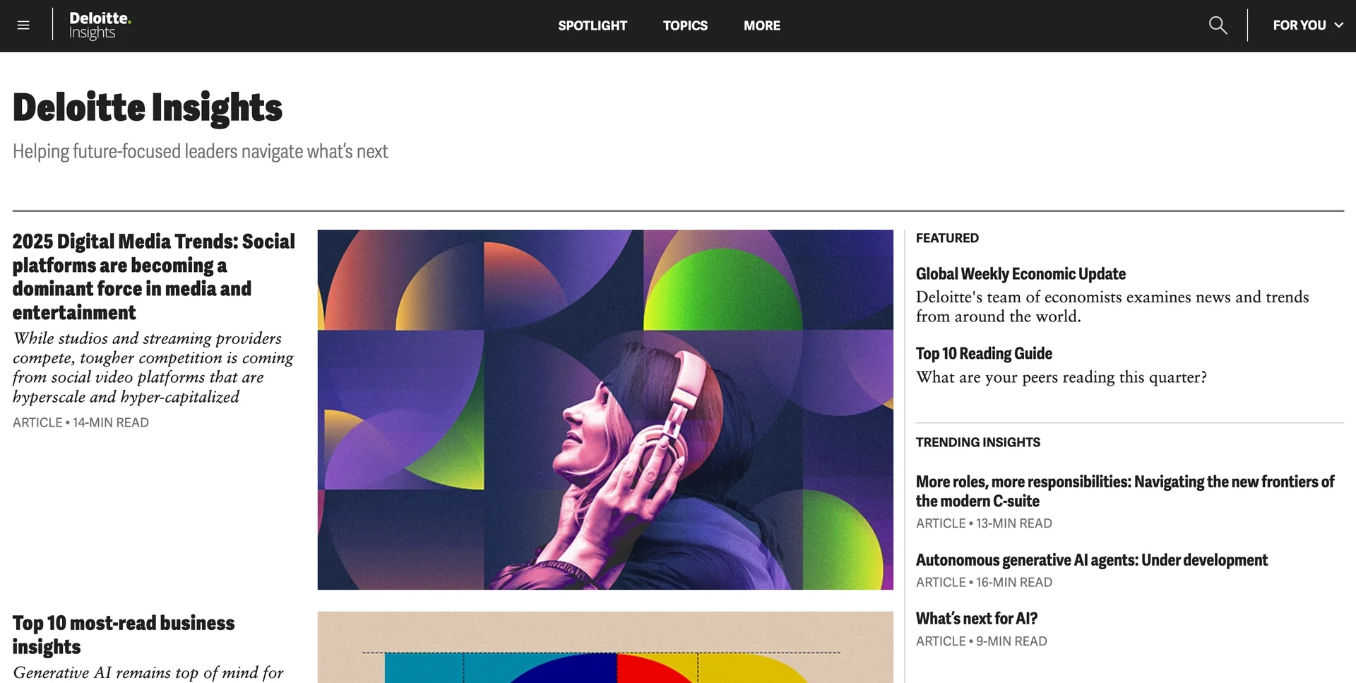 Screenshot of Deloitte's homepage