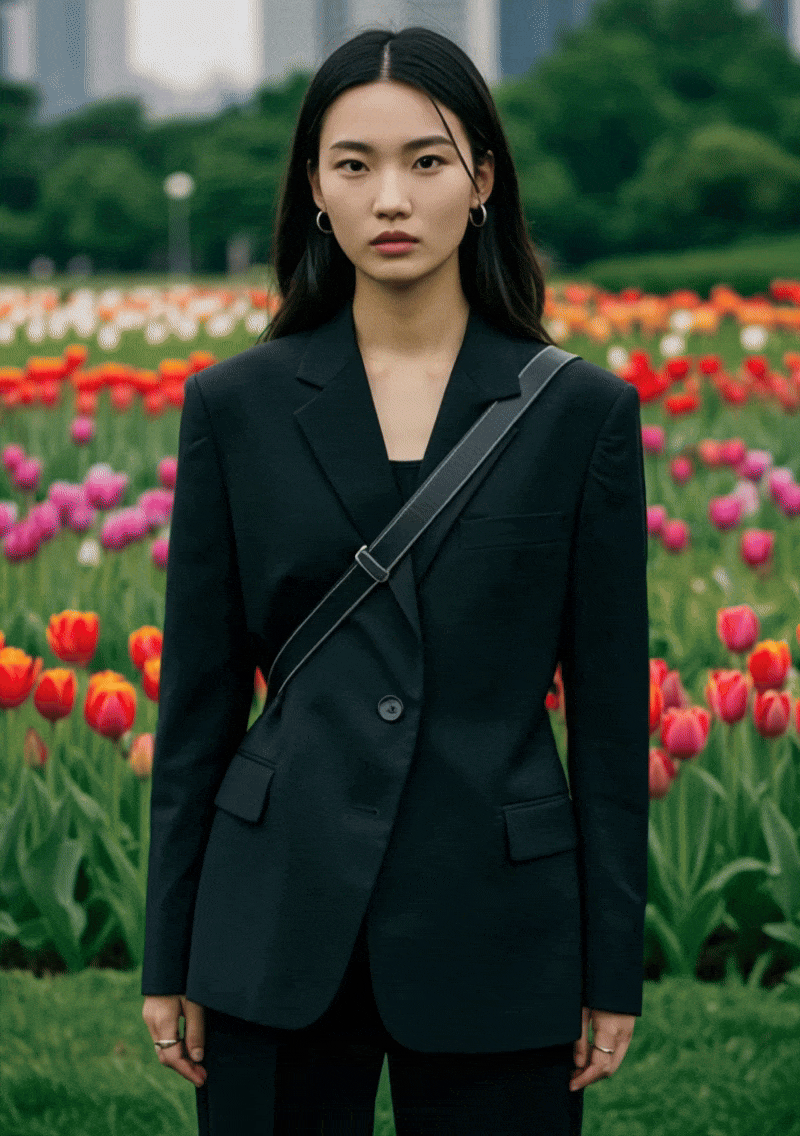 진지한 표정에서 밝게 웃는 표정으로 변화하는 여성의 AI 영상 예시