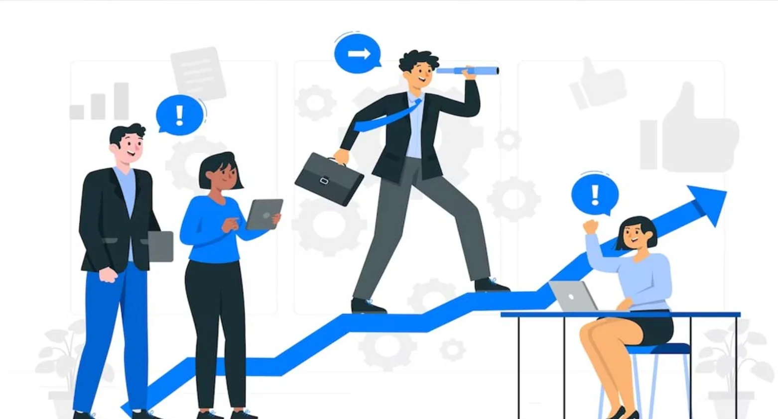 illustration of thought leadership with people sharing insights 