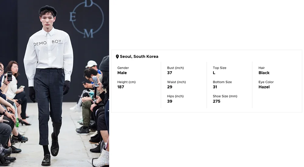 Check the height and body type listed on the comp card when casting a model