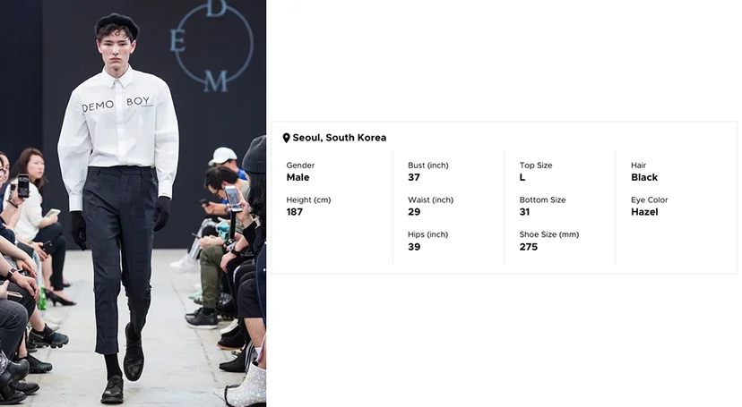 Check the height and body type listed on the comp card when casting a model