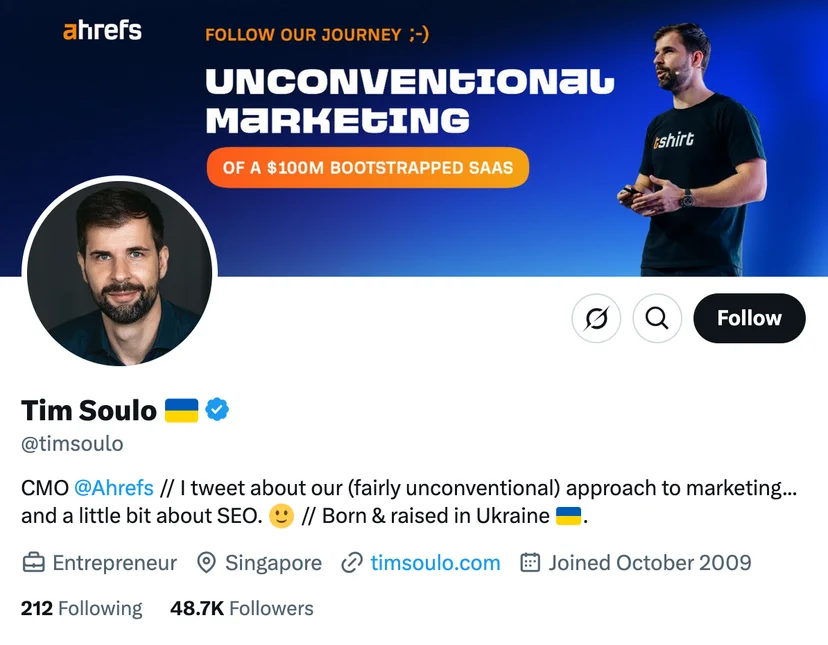 Tim Soulo X profile