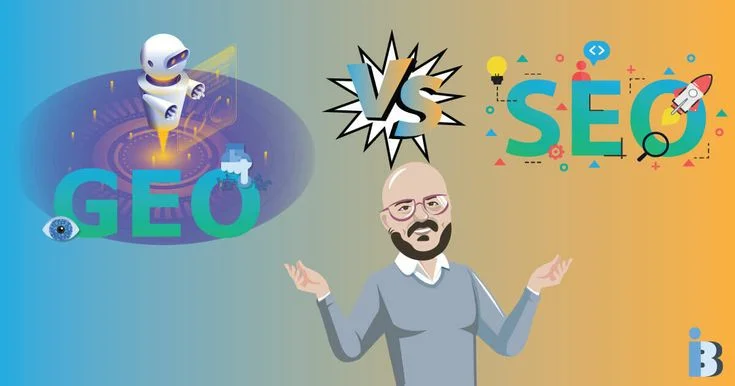 Man deciding between GEO and SEO strategies