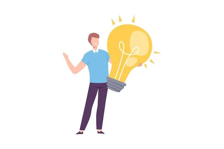 Person presenting creative idea or solution concept