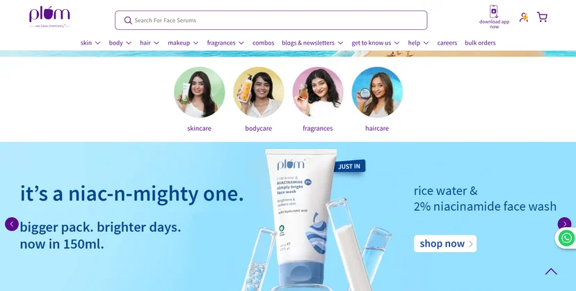 Screenshot of Plum Goodness's homepage