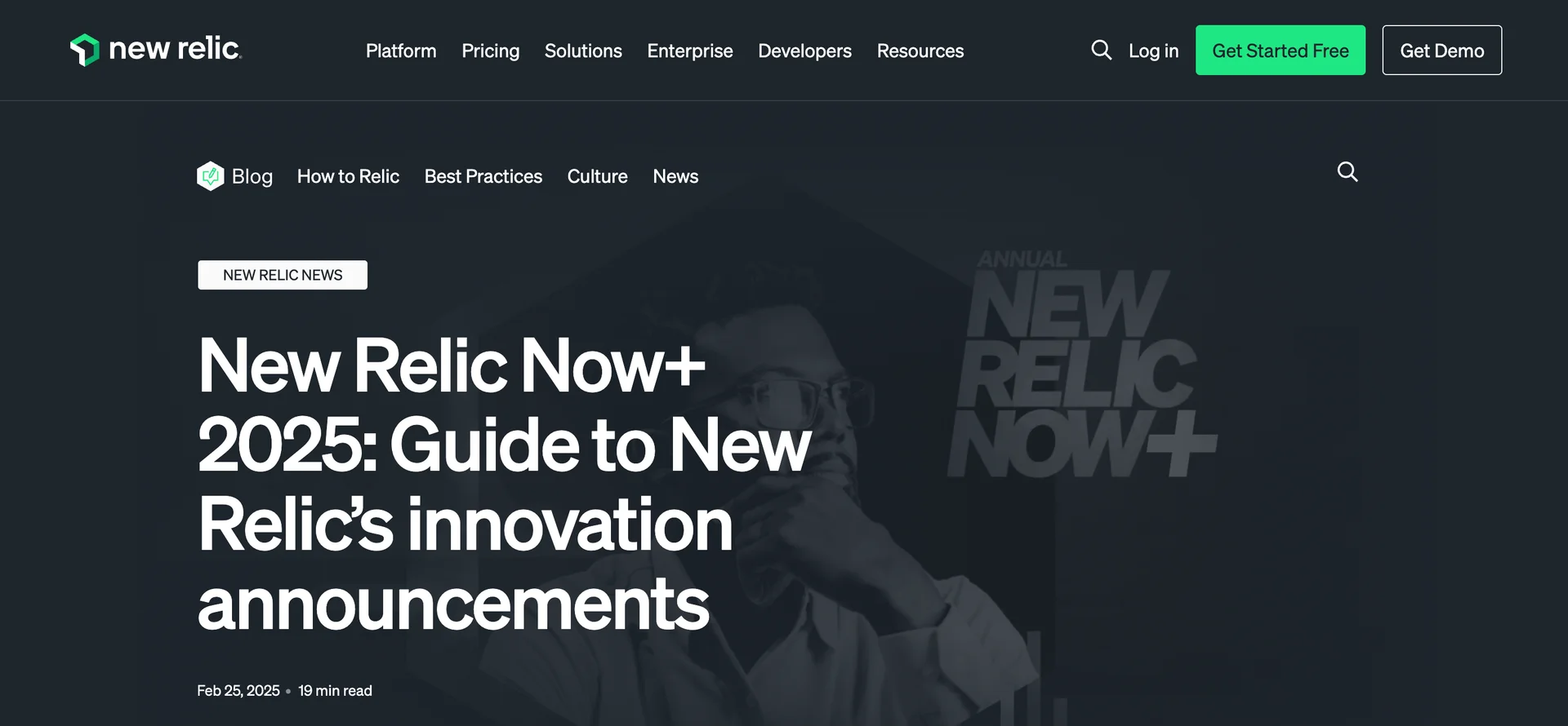 Screenshot of NewRelic's blog 
