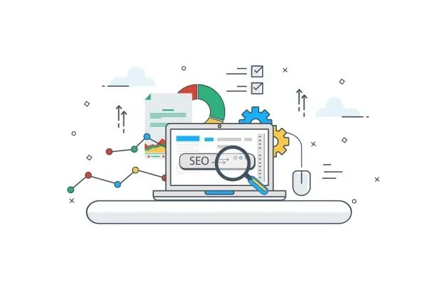 Search engine optimization concept with analytics tools