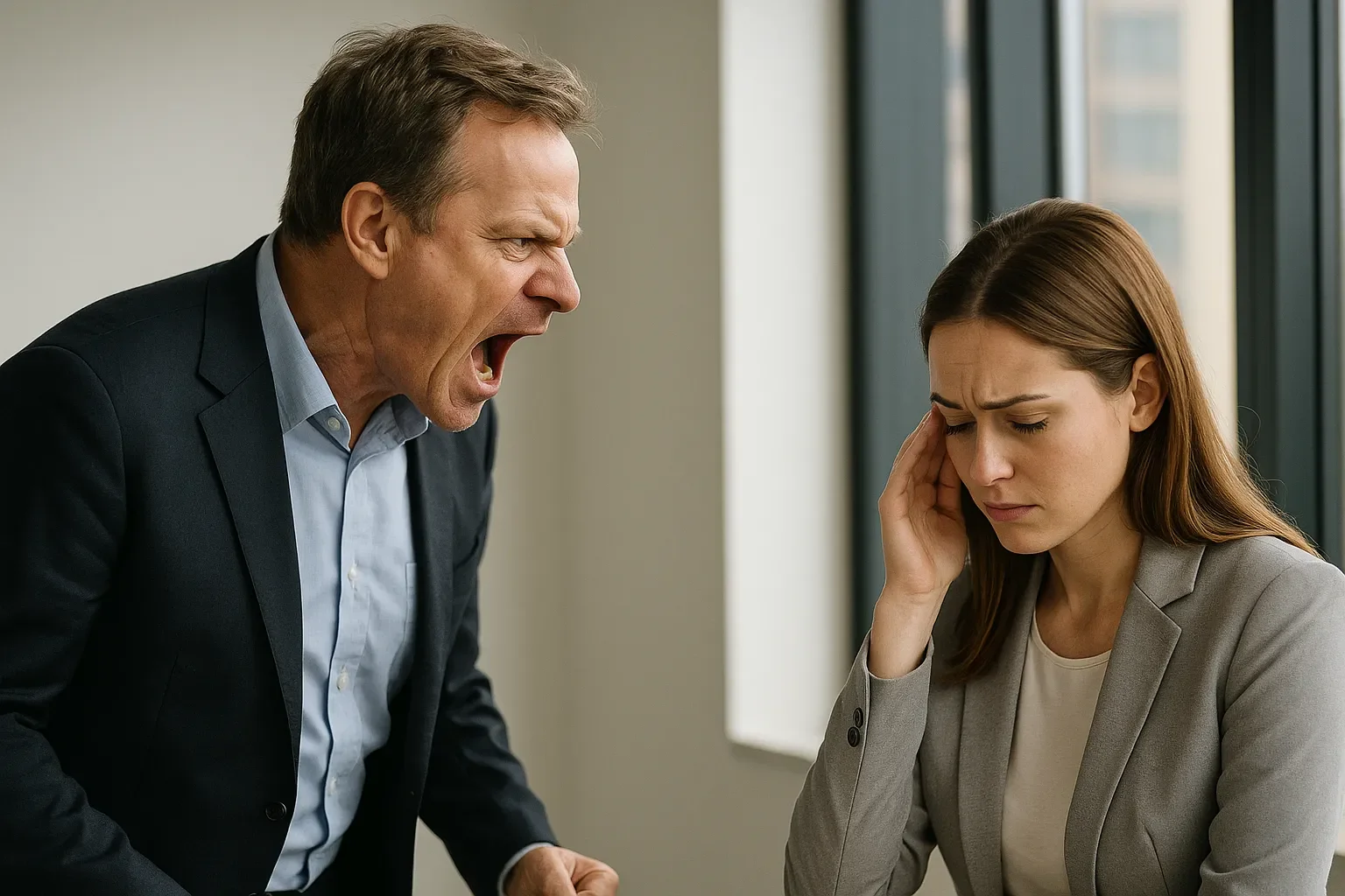 고함을 치는 리더와 고통받는 구성원