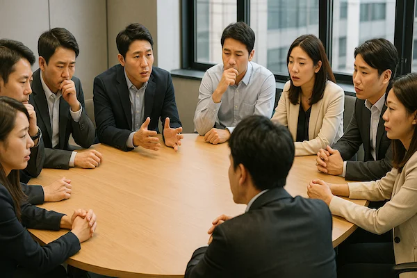 서로 동기화가 안된 Top-Team 소통의 모습