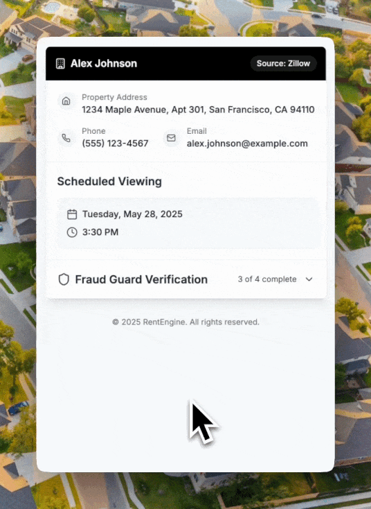Fraud Guard is built directly into RentEngine’s self-showing system.