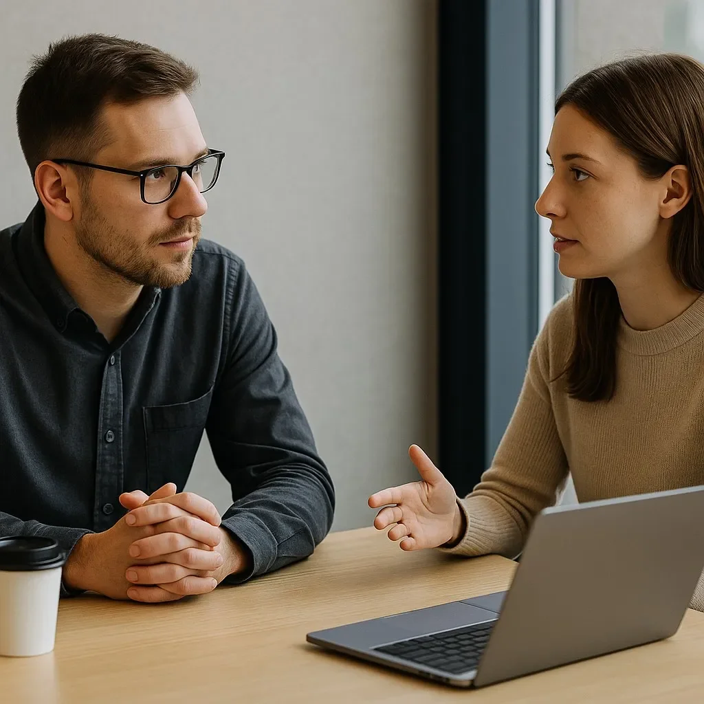 고객 중심 디자인을 논의하는 1on1 상황