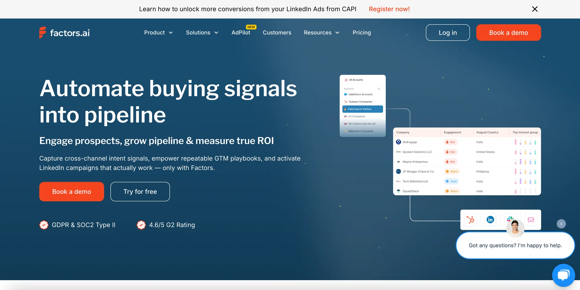 Screenshot of Factor.ai 's homepage
