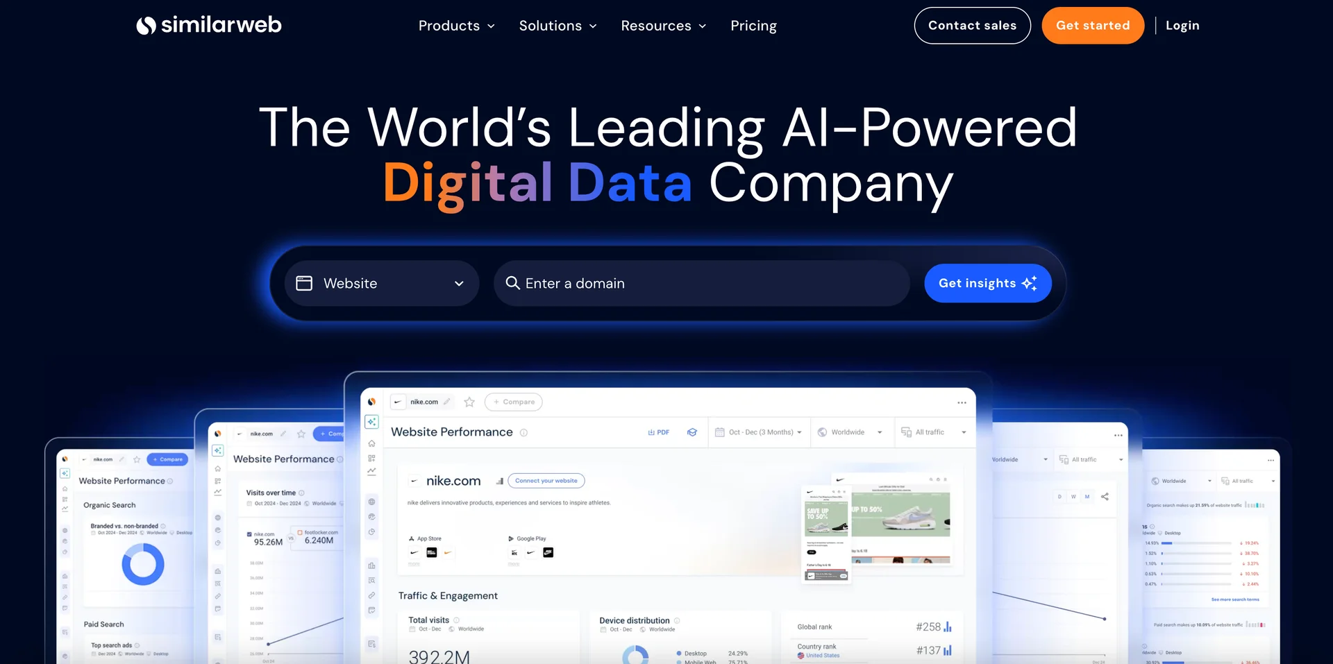 Screenshot of SimilarWeb's homepage