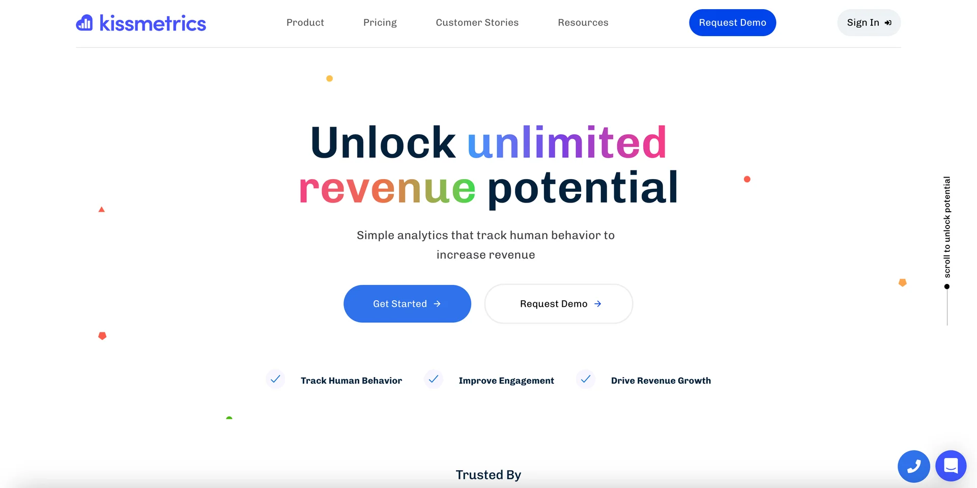 Screenshot of Kissmetrics's homepage