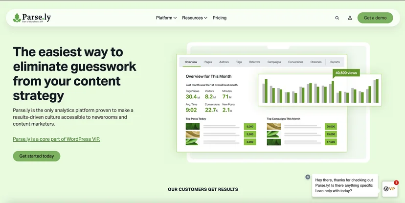 Screenshot of Parse's homepage