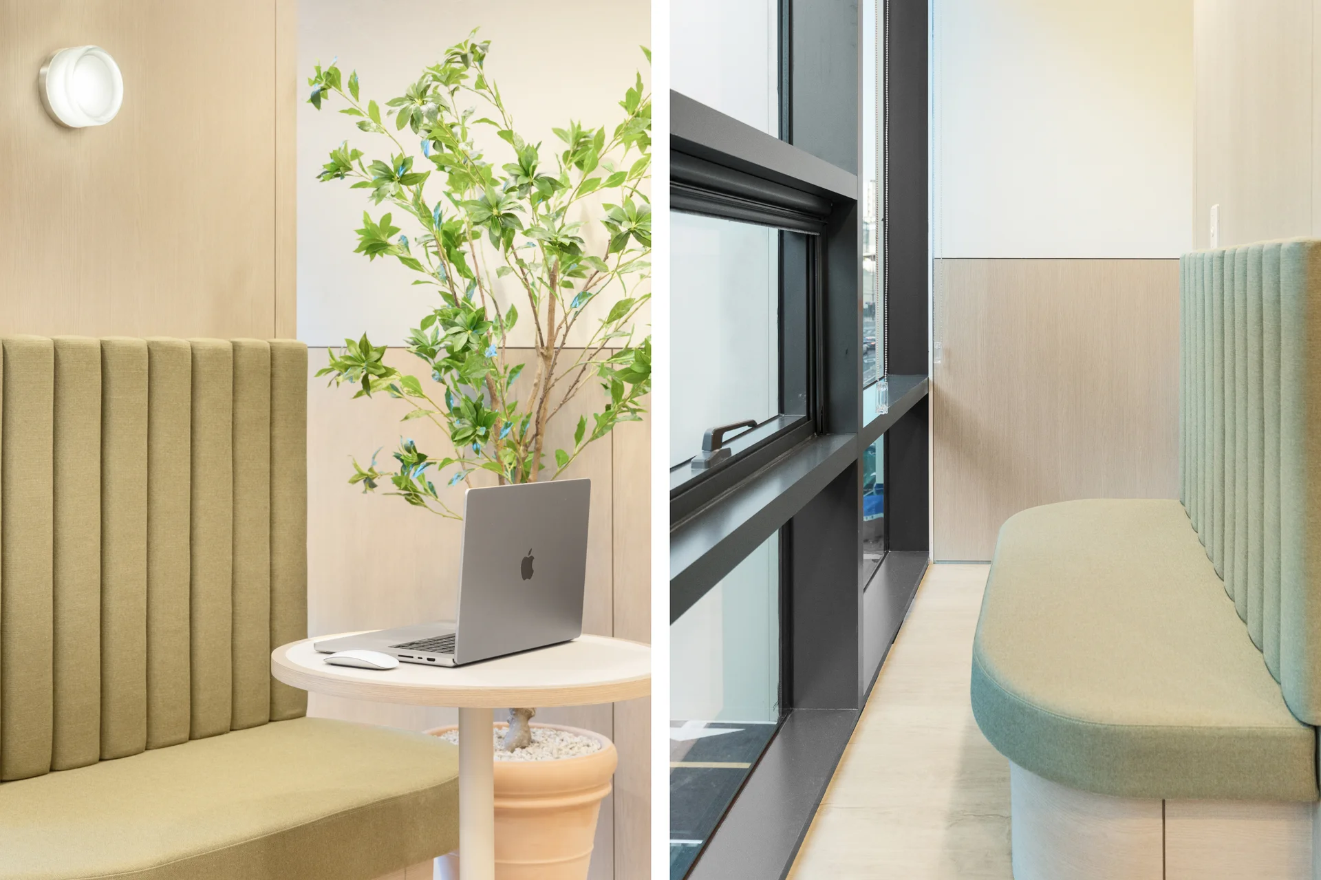 패스트파이브 마곡나루점 서브 라운지 쿠션 좌석 인테리어