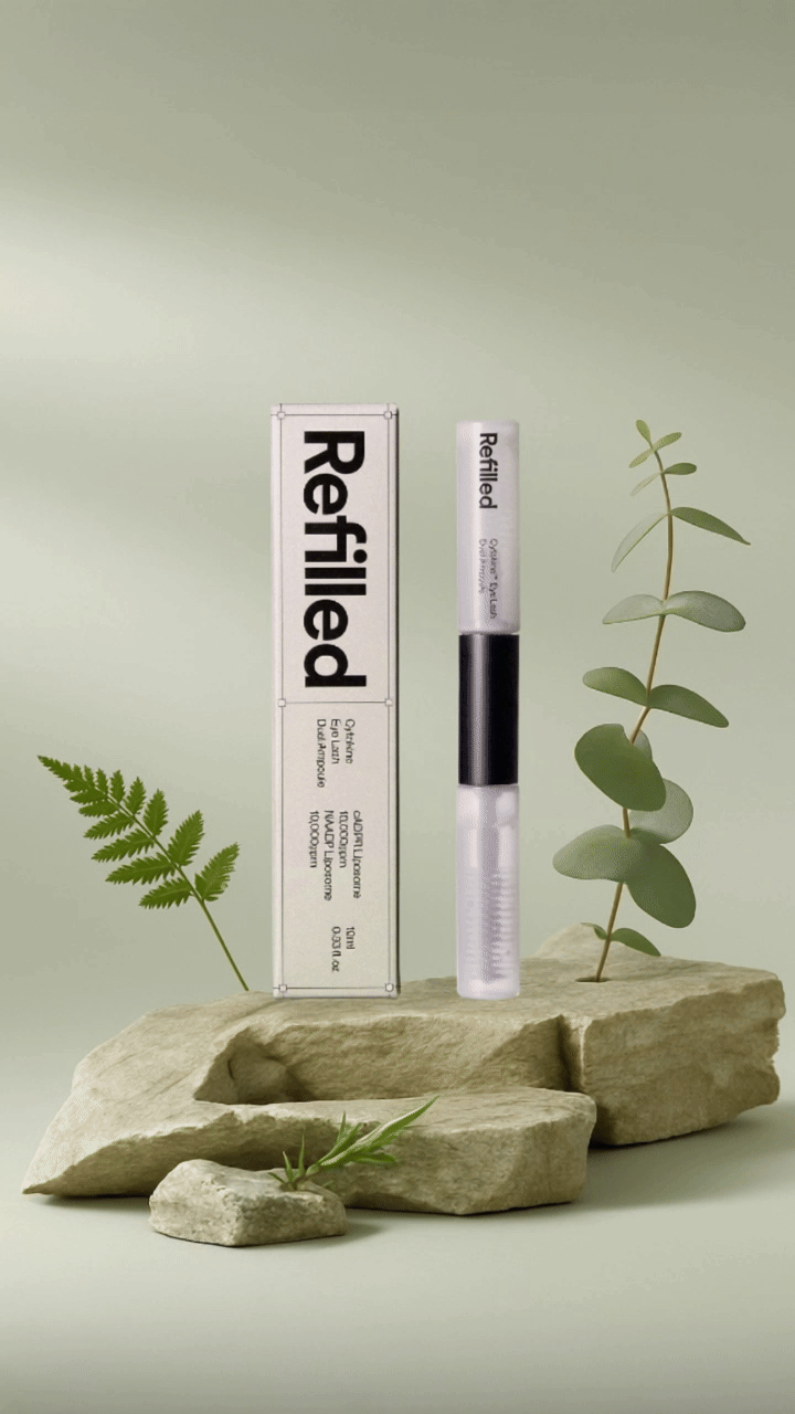 리필드 '사이토카인 아이래쉬 듀얼 앰플' 제품의 AI 광고 영상