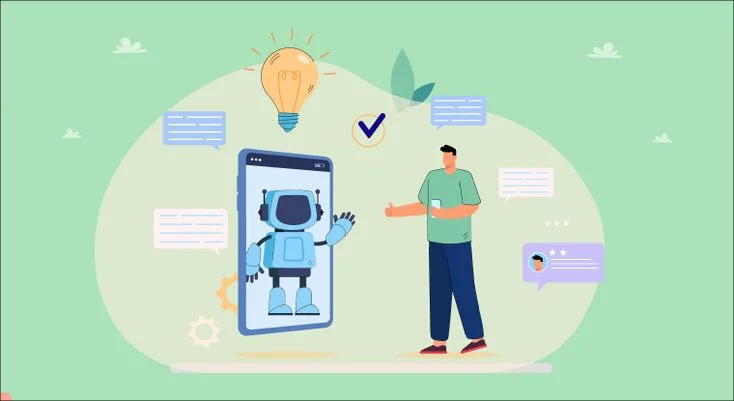 Illustration of AI technology for digital support