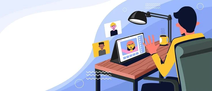 Virtual communication and digital collaboration concept