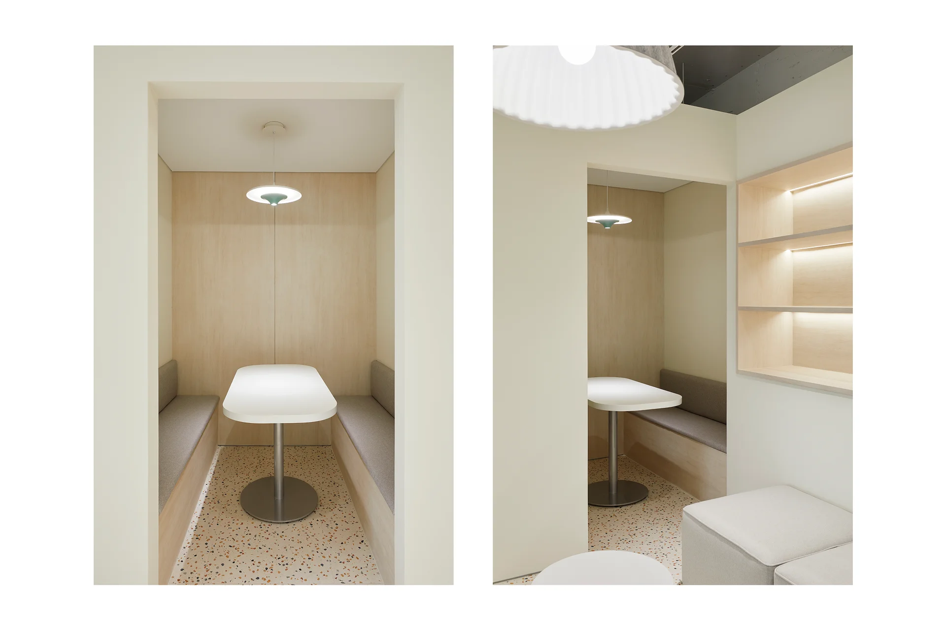 숏뜨 라운지에 비치된 부스 좌석