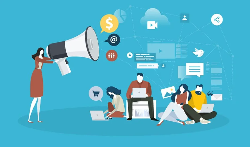 Digital marketing communication reaching audience via devices